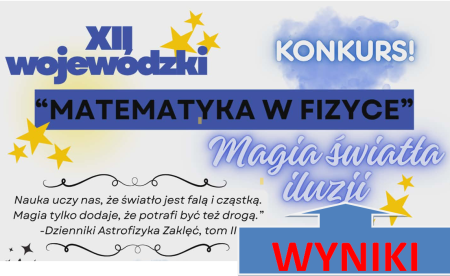 Wyniki XII edycji Wojewódzkiego Konkursu „Matematyka w Fizyce”